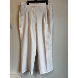 EXPRESS High Rise Wide Leg Trousers Women's White Tailored Dress Pants Sz 14R